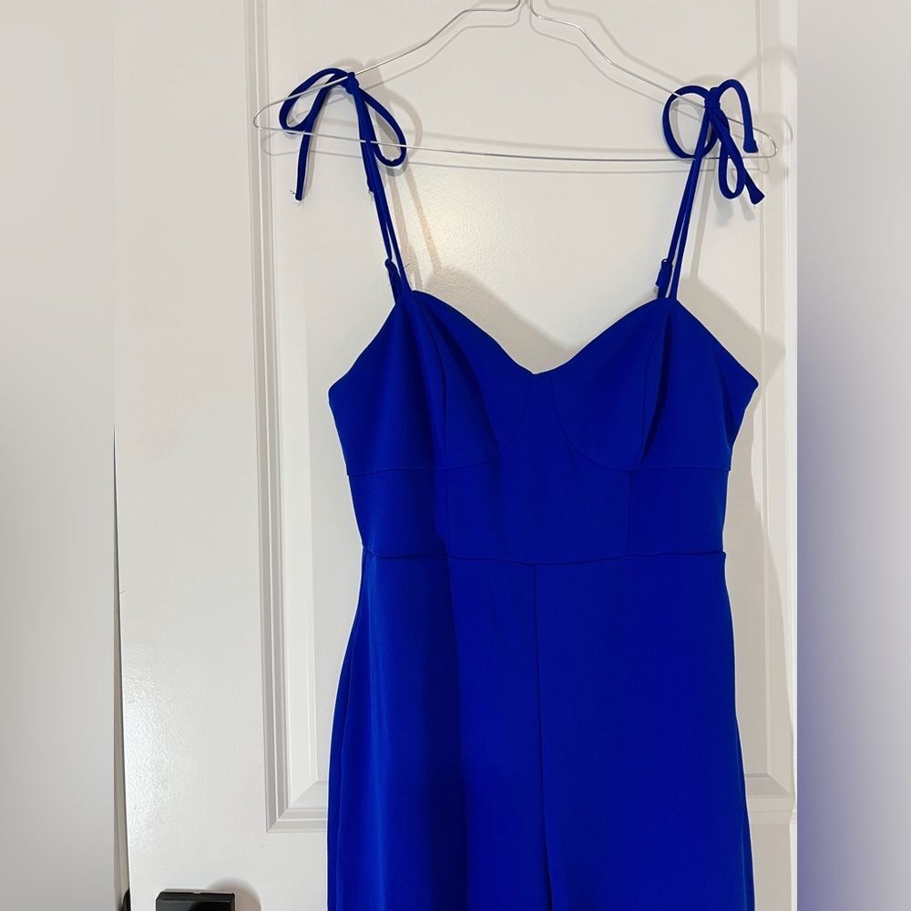 Crystal Sky Blue Long Wide Leg Jumpsuit / Romper, Small